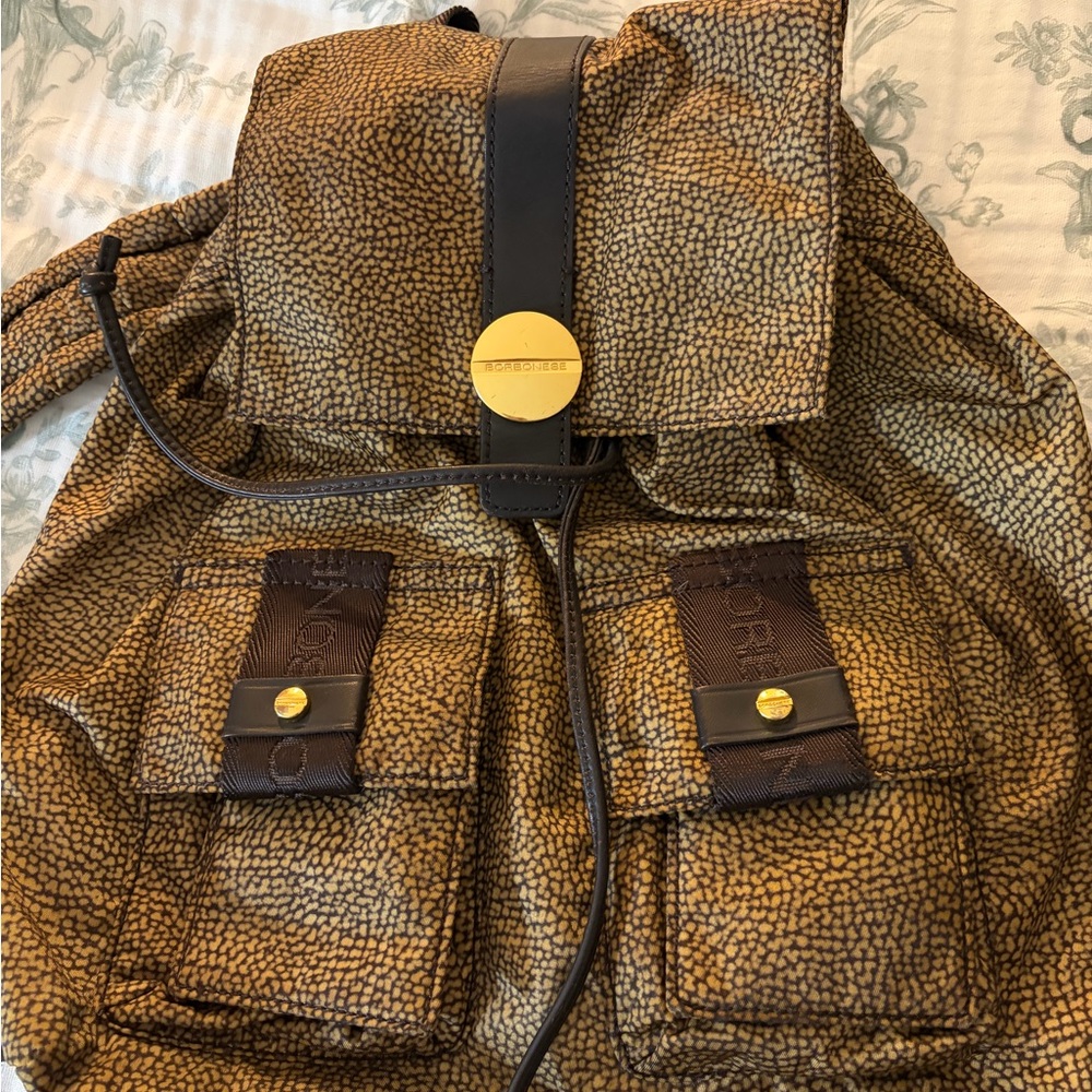 Stylish Textured Tan and Black Backpack - Used, excellent condition.